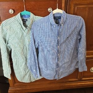 Ralph Lauren Blue&White Checked Button Down,Chaps Checked Blue&Green Button Down